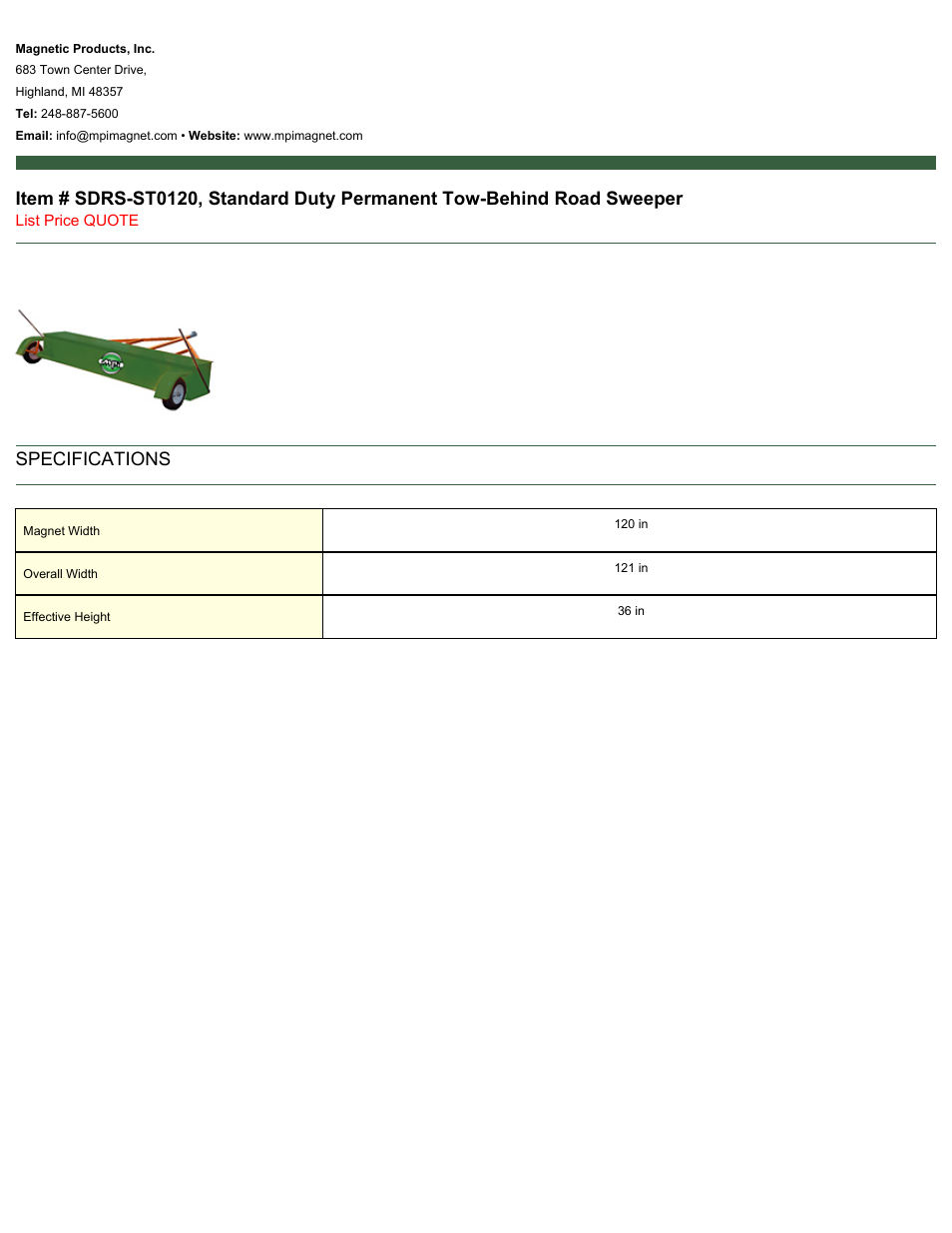 Magnetic Products SDRS-ST0120 User Manual | 1 page