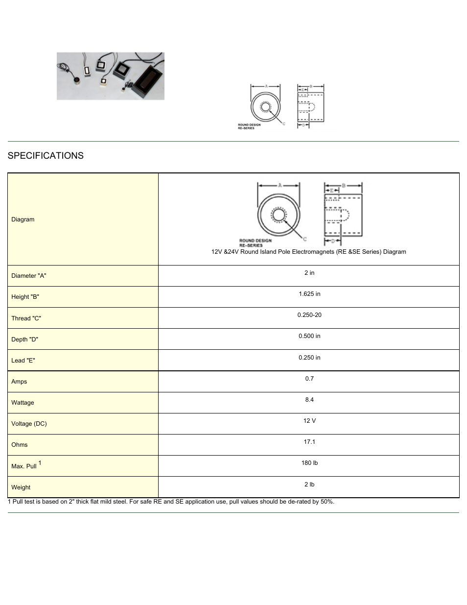 Specifications | Magnetic Products RE-20161 User Manual | Page 2 / 2