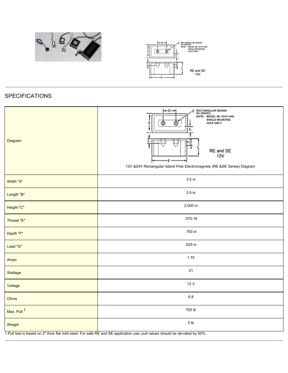 Specifications | Magnetic Products SE-35351 User Manual | Page 2 / 2