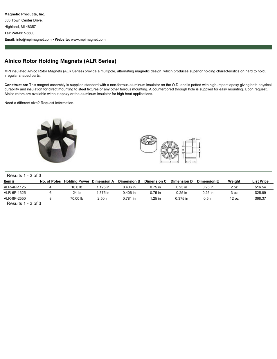 Magnetic Products ALR Series User Manual | 1 page