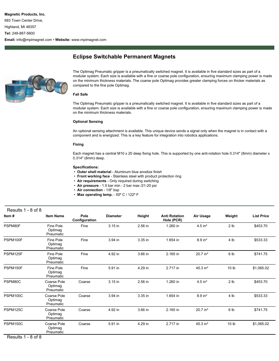 Magnetic Products Eclipse Switchable Permanent Magnets User Manual | 1 page