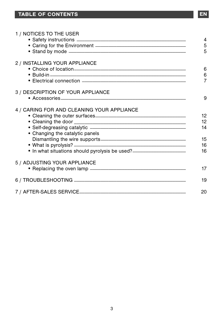 DE DIETRICH DOP1180 User Manual | Page 3 / 20