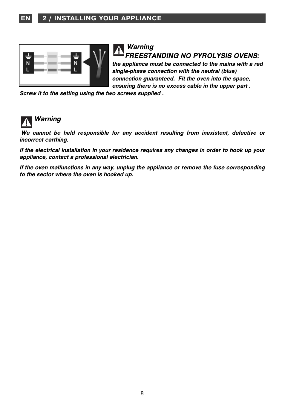 DE DIETRICH DOP1180 User Manual | Page 8 / 20