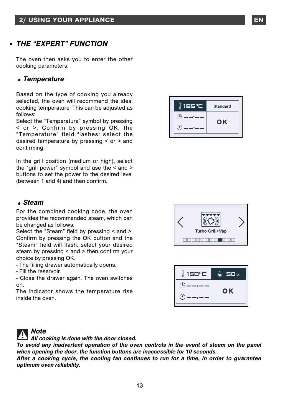 The “expert” function | DE DIETRICH DOS1160 User Manual | Page 13 / 29