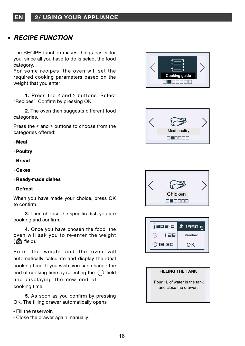 Recipe function | DE DIETRICH DOS1160 User Manual | Page 16 / 29