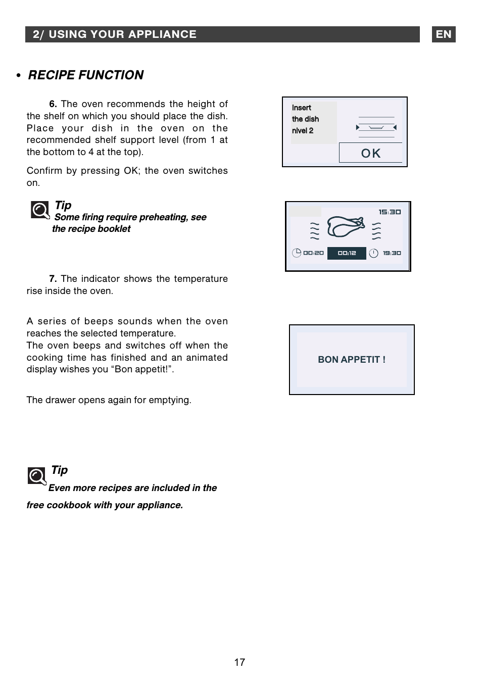 Recipe function | DE DIETRICH DOS1160 User Manual | Page 17 / 29