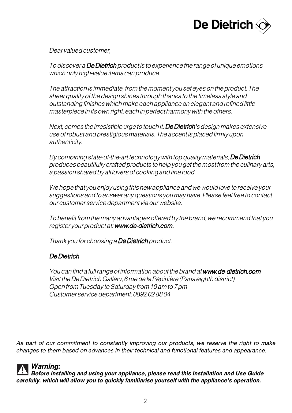DE DIETRICH DOS1160 User Manual | Page 2 / 29