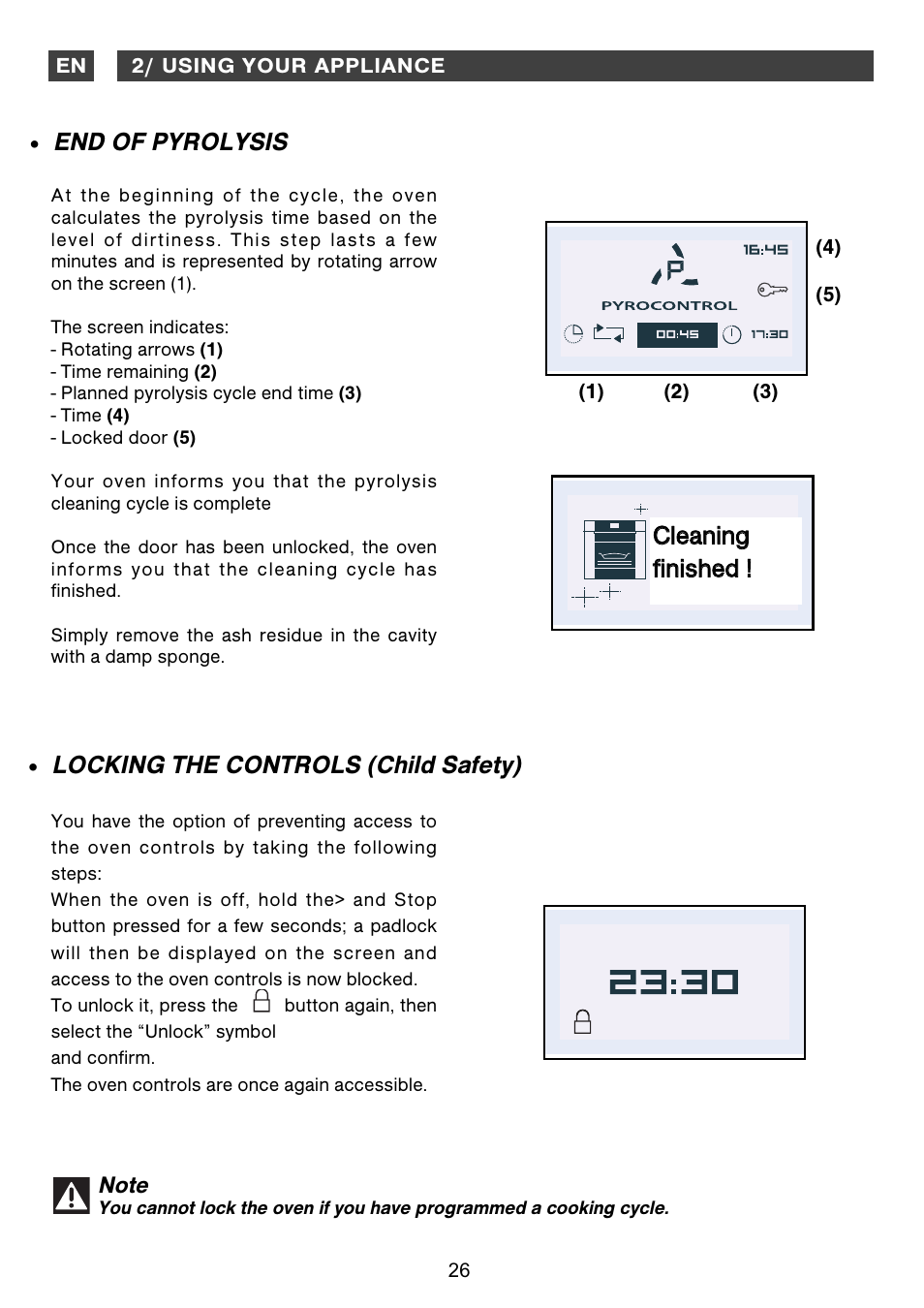 End of pyrolysis | DE DIETRICH DOS1160 User Manual | Page 26 / 29