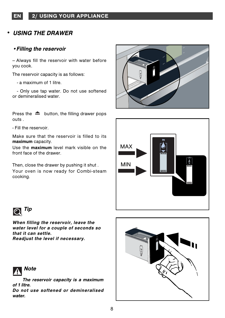 Using the drawer, Maxi mini | DE DIETRICH DOS1160 User Manual | Page 8 / 29