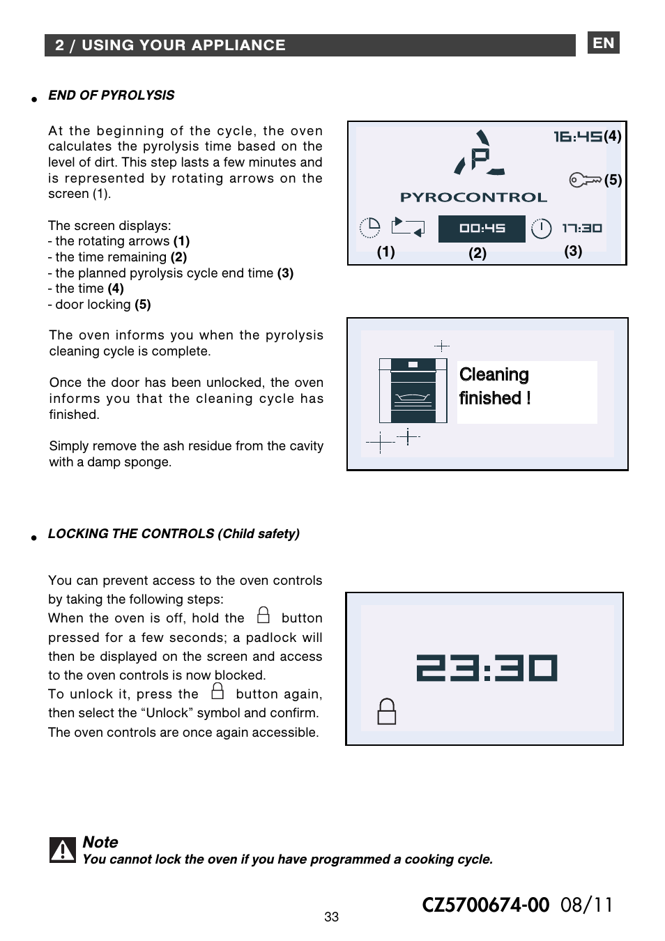 Nettoyage terminé | DE DIETRICH DOP1160 User Manual | Page 33 / 33