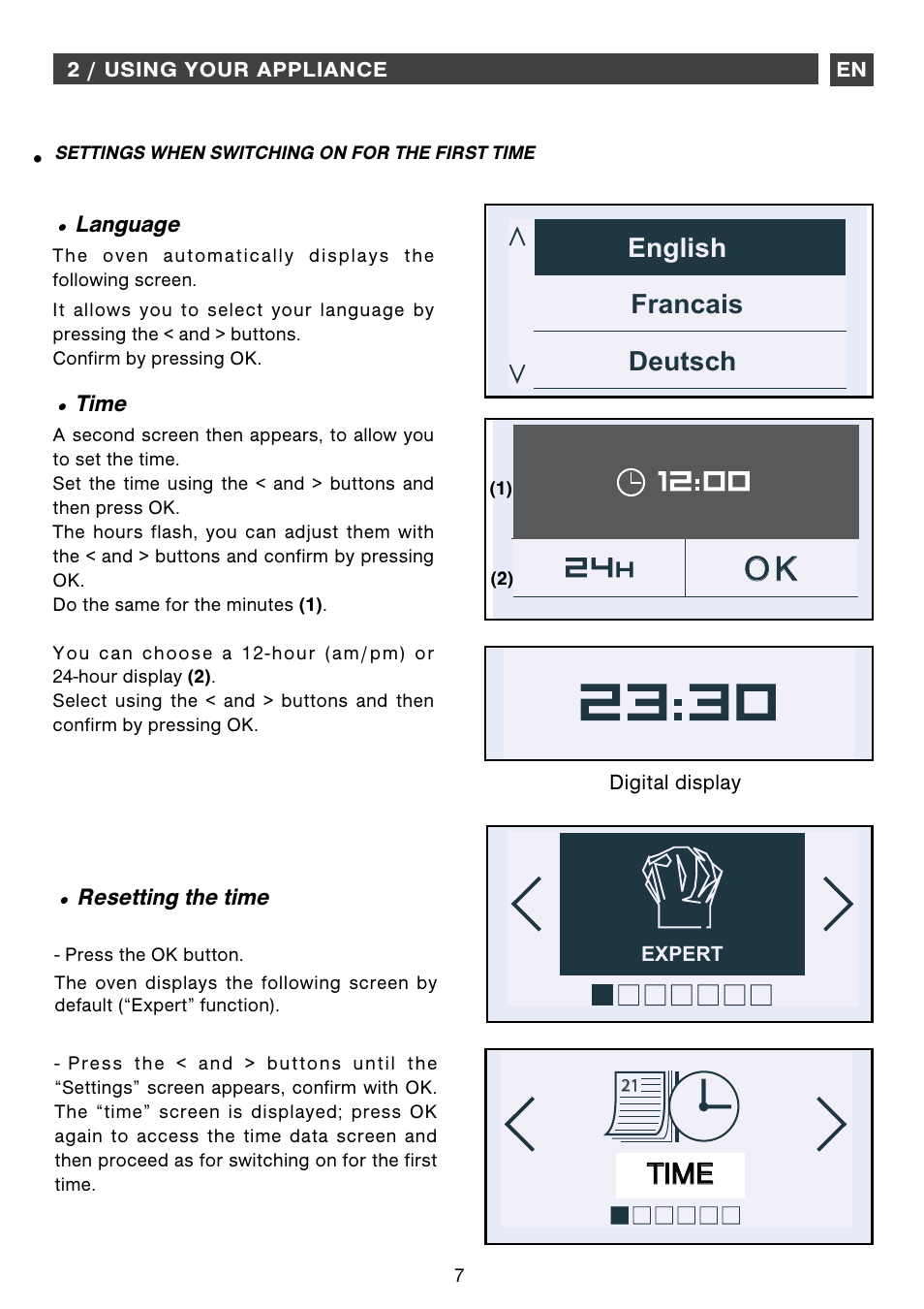 Ttiim me e, Heure | DE DIETRICH DOP1160 User Manual | Page 7 / 33