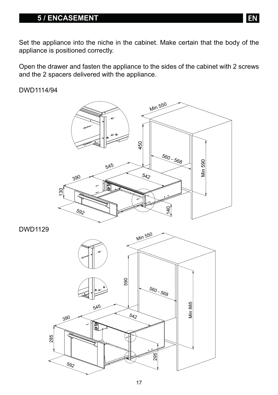 DE DIETRICH DWD1129 User Manual | Page 17 / 52