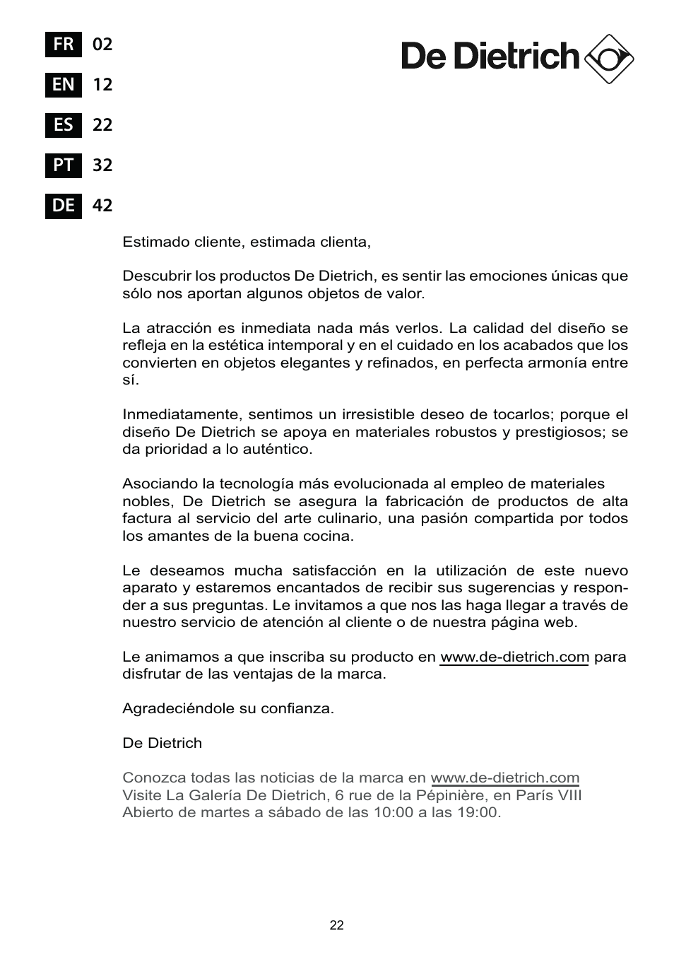DE DIETRICH DWD1129 User Manual | Page 22 / 52