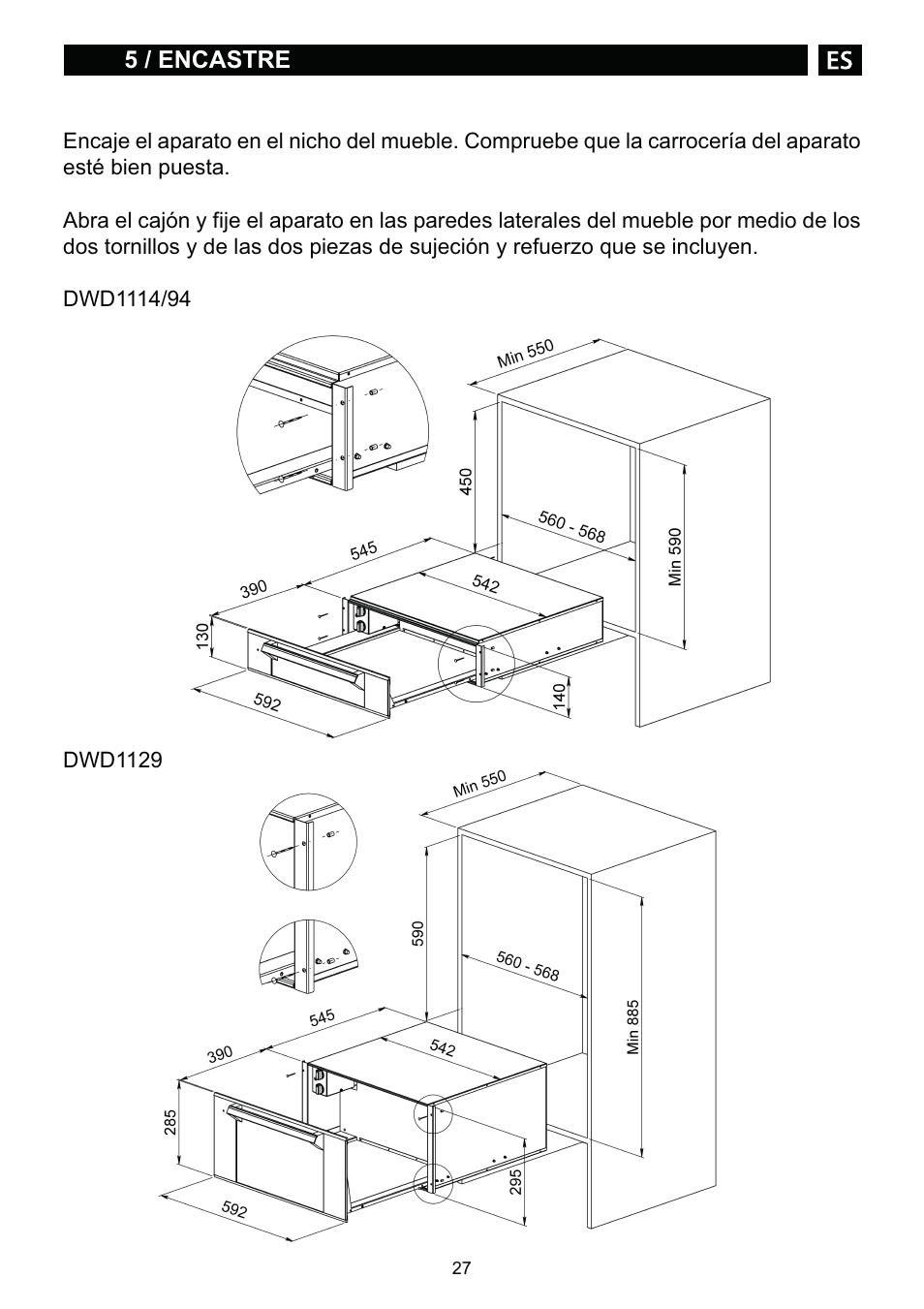 DE DIETRICH DWD1129 User Manual | Page 27 / 52