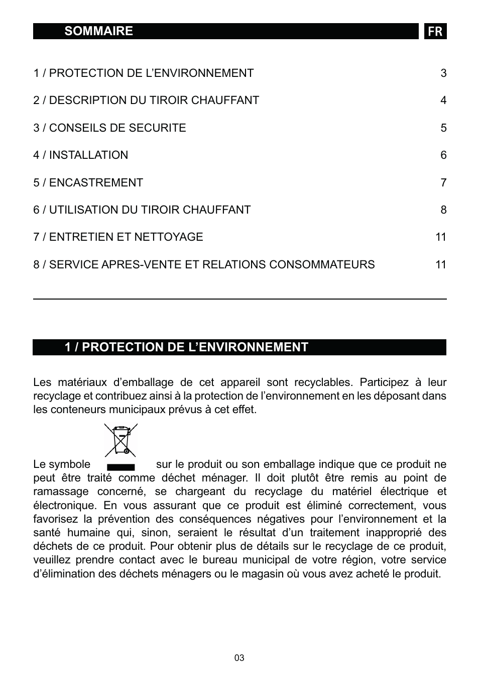 DE DIETRICH DWD1129 User Manual | Page 3 / 52