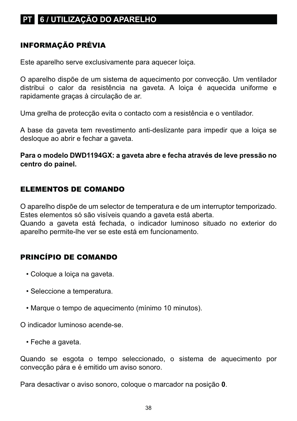 DE DIETRICH DWD1129 User Manual | Page 38 / 52