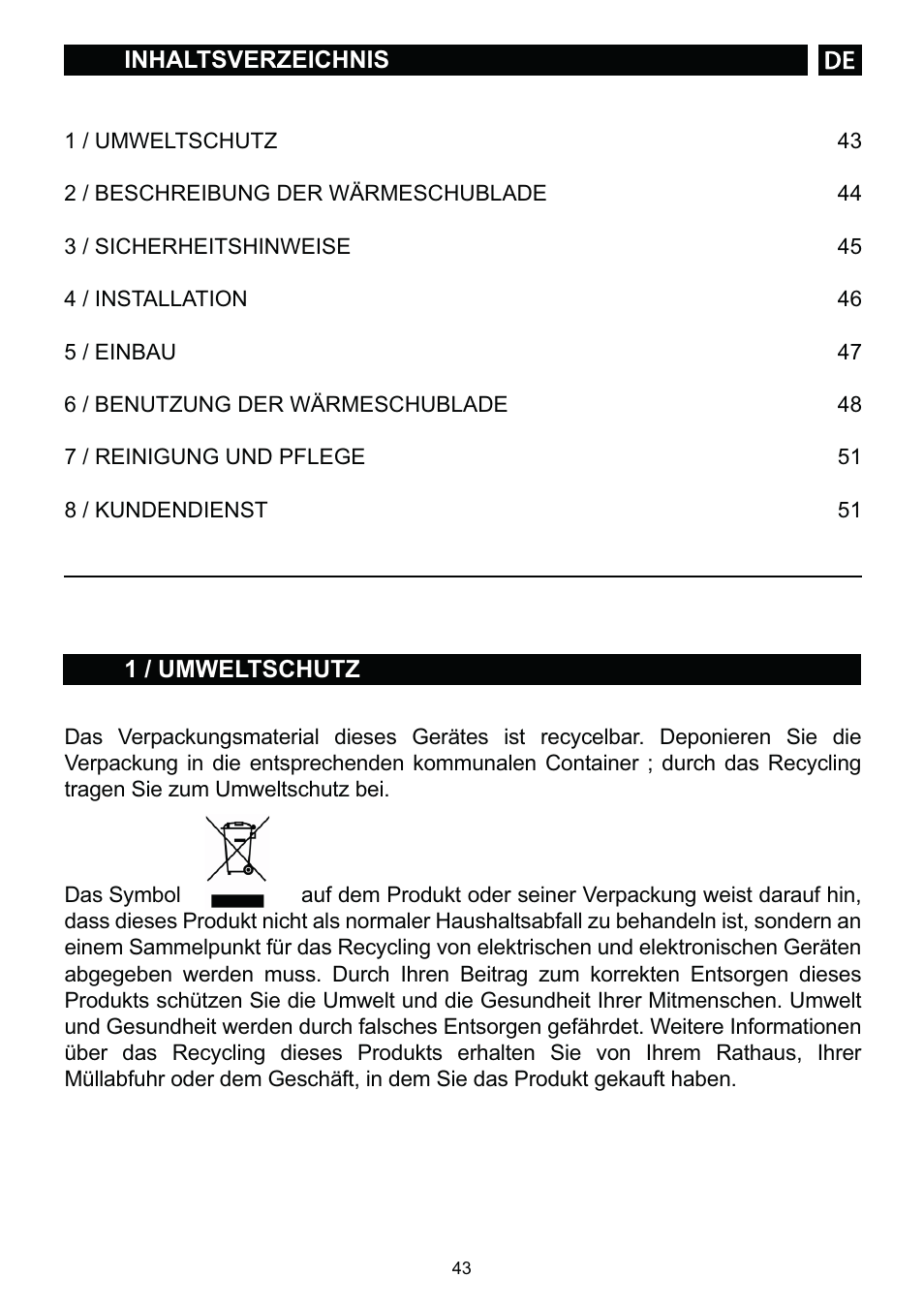 DE DIETRICH DWD1129 User Manual | Page 43 / 52