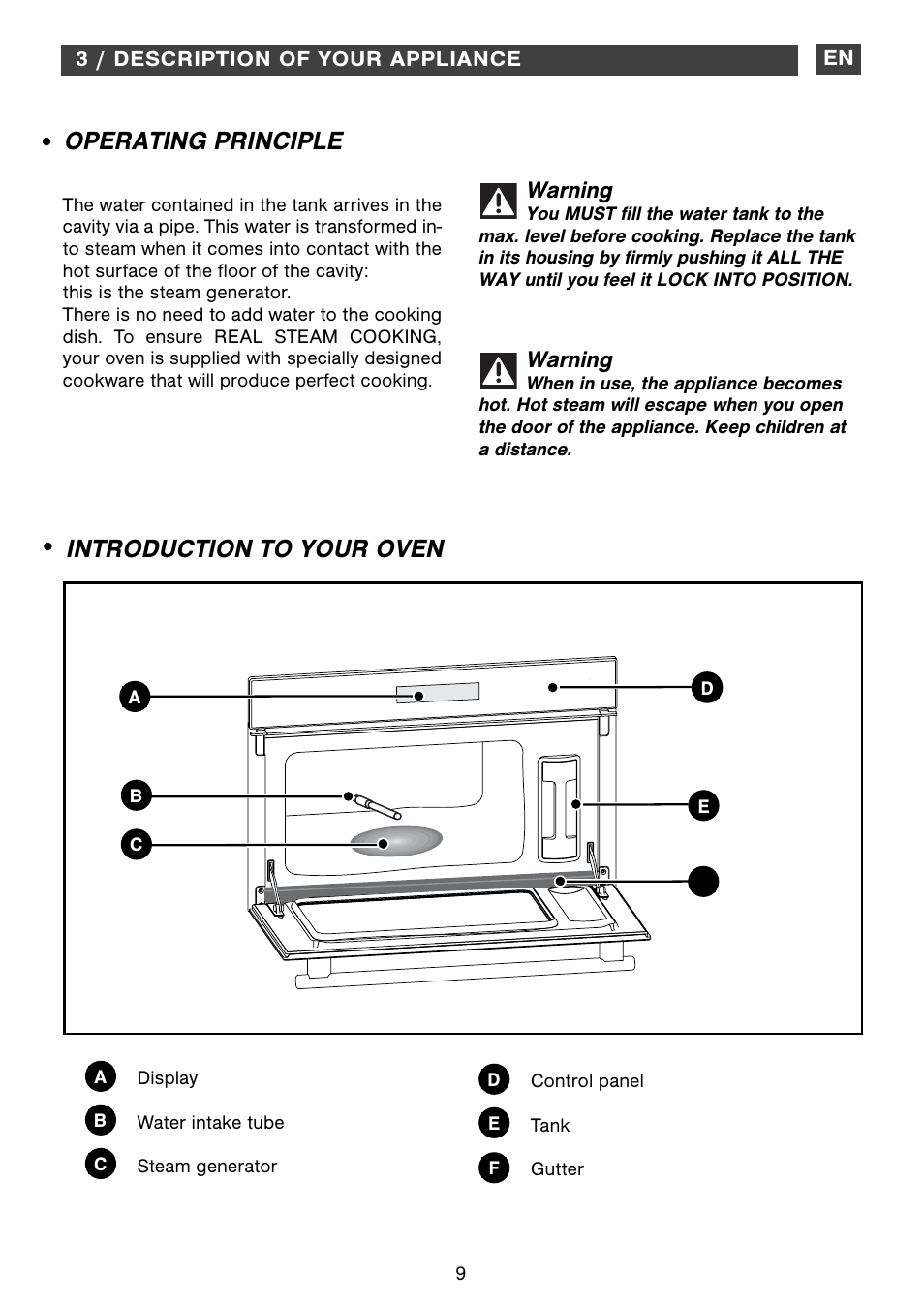 Introduction to your oven, Operating principle | DE DIETRICH DOV1145 User Manual | Page 9 / 26