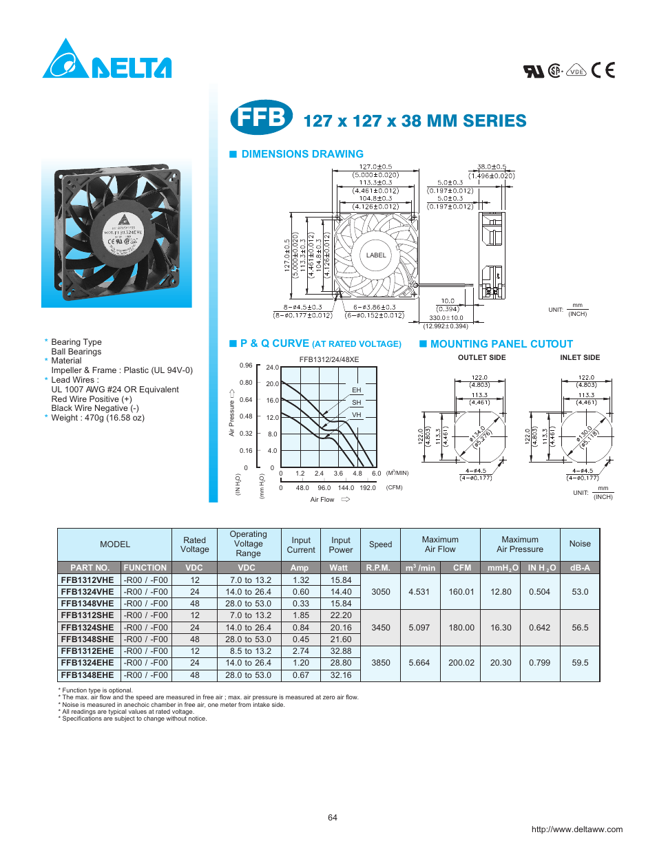Delta Electronics FFB1348VHE User Manual | 1 page