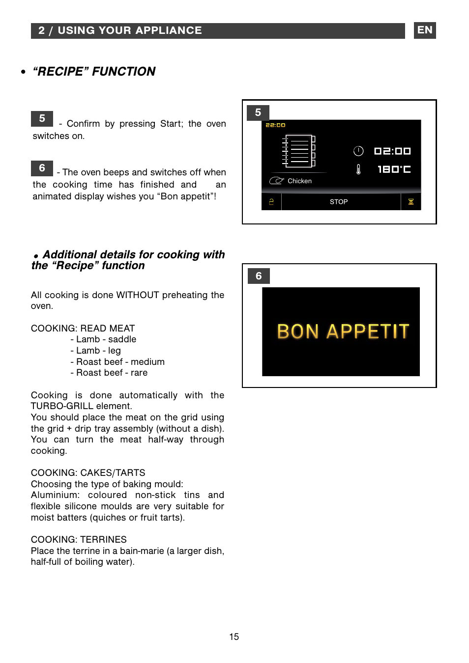 Recipe” function | DE DIETRICH DOP1190 User Manual | Page 15 / 33