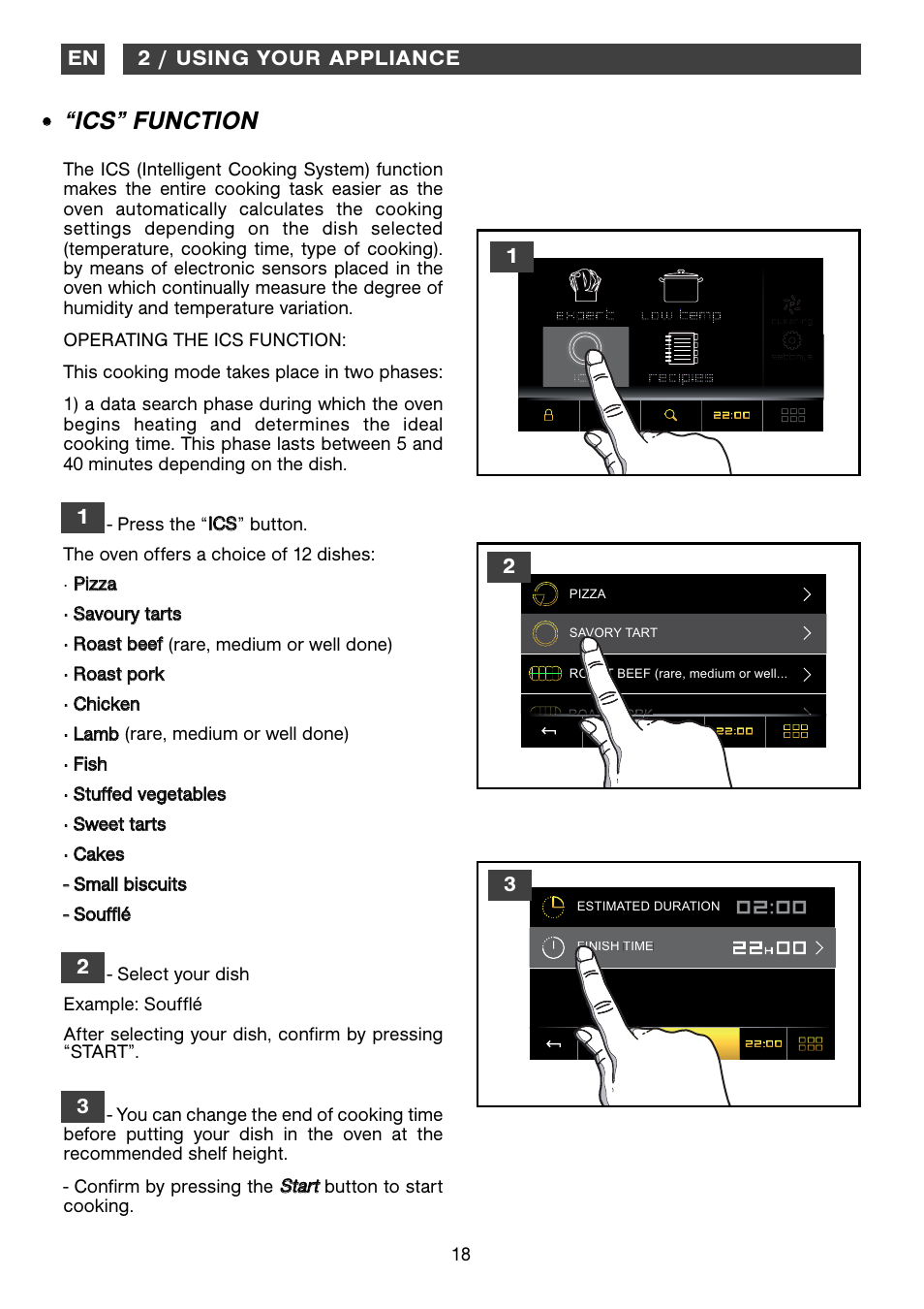 Ics” function | DE DIETRICH DOP1190 User Manual | Page 18 / 33