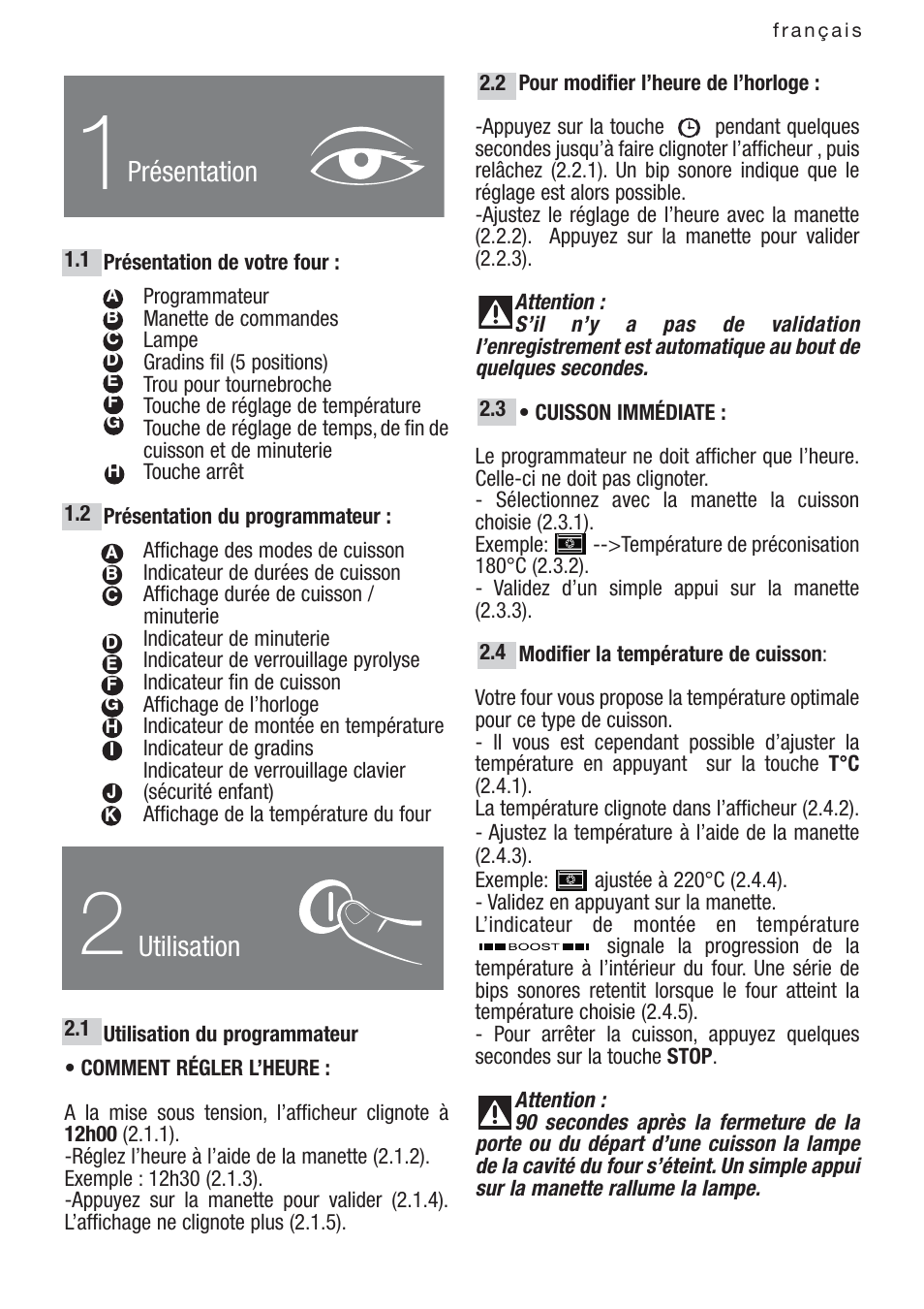 Présentation, Utilisation | DE DIETRICH DOP1140 User Manual | Page 9 / 80