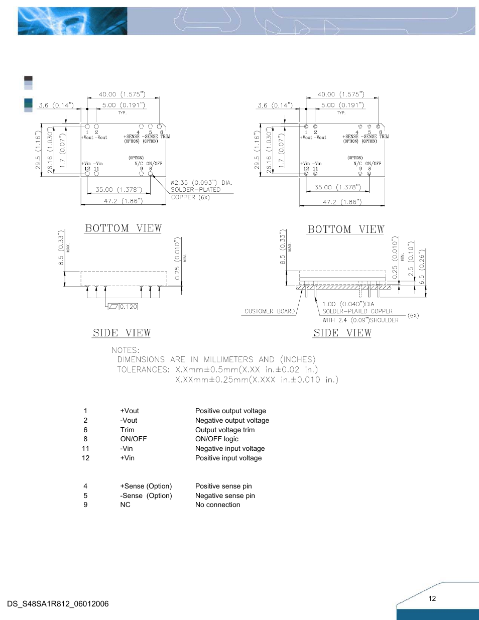 Mechanical drawing | Delta Electronics 33W Family User Manual | Page 12 / 13