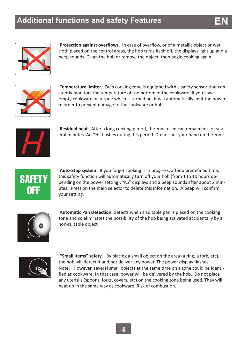Additional functions and safety features | DE DIETRICH DTi1049Х User Manual | Page 7 / 15