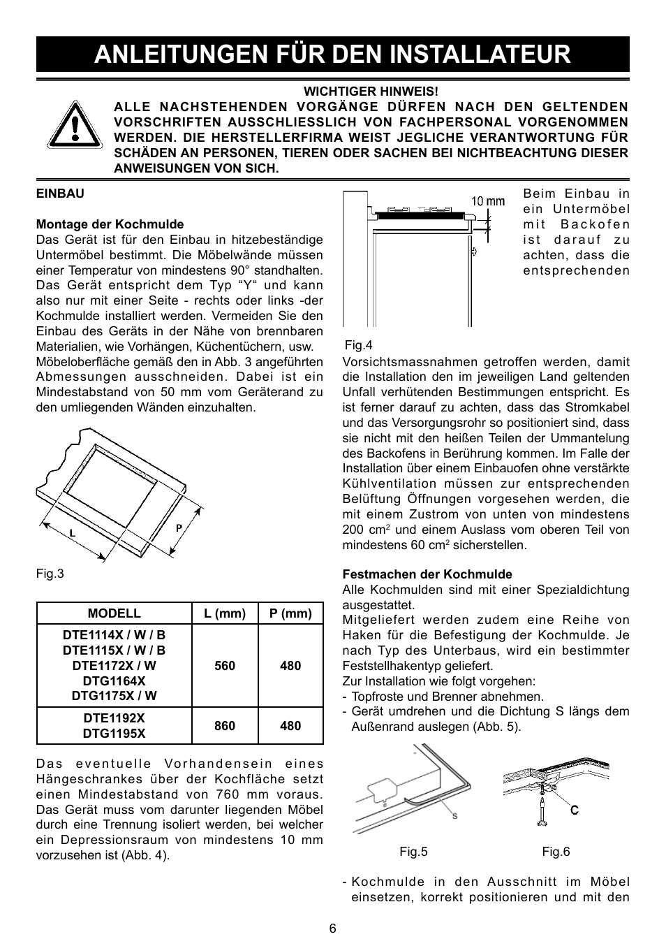 Anleitungen für den installateur | DE DIETRICH DTG1195X User Manual | Page 51 / 56