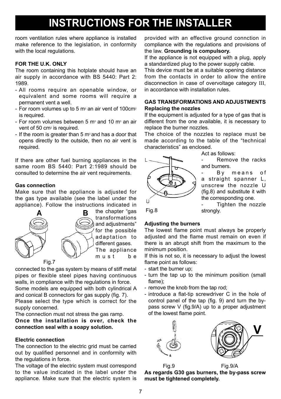 Instructions for the installer | DE DIETRICH DTE1114X User Manual | Page 8 / 11