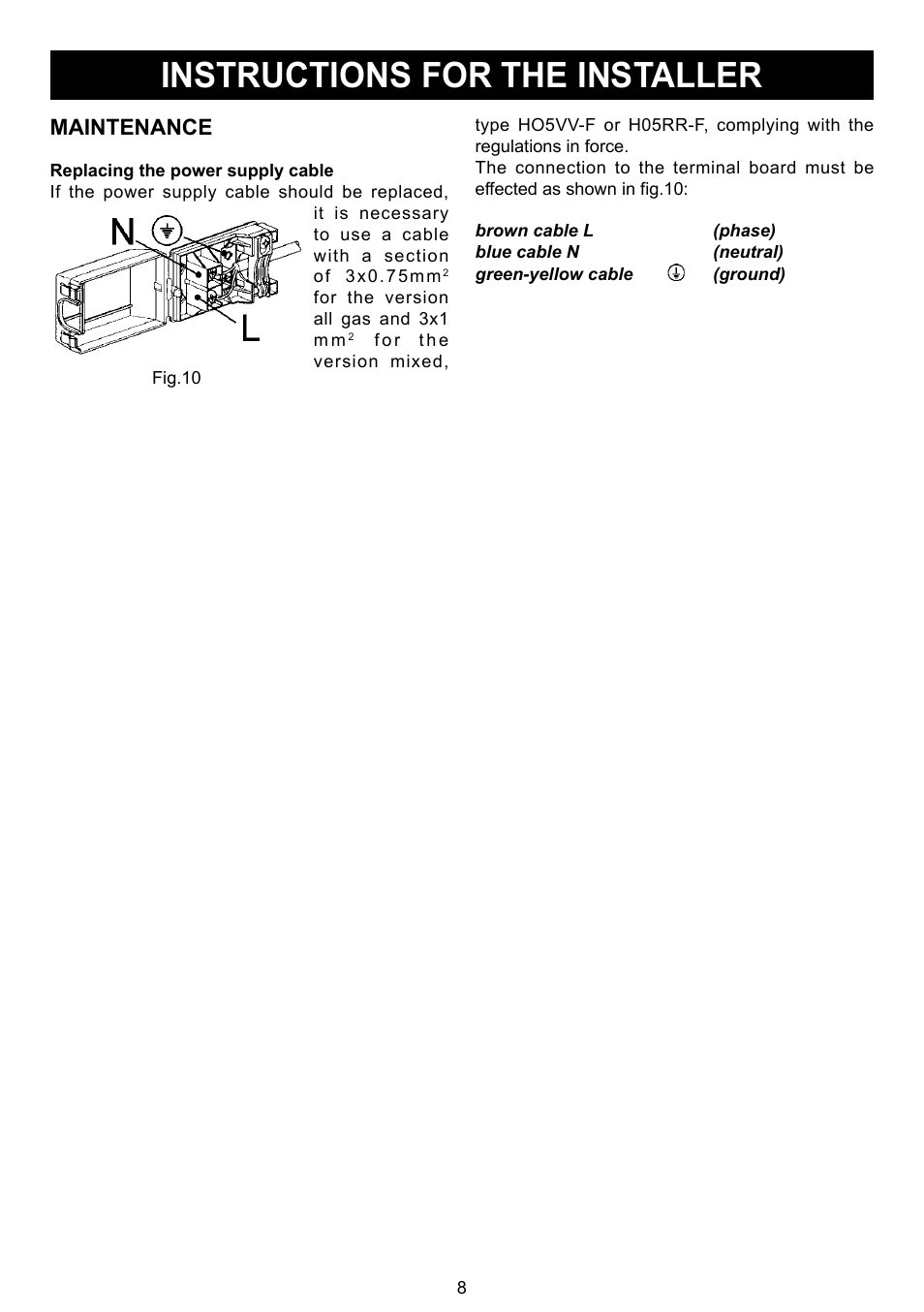 Instructions for the installer, Maintenance | DE DIETRICH DTE1114X User Manual | Page 9 / 11