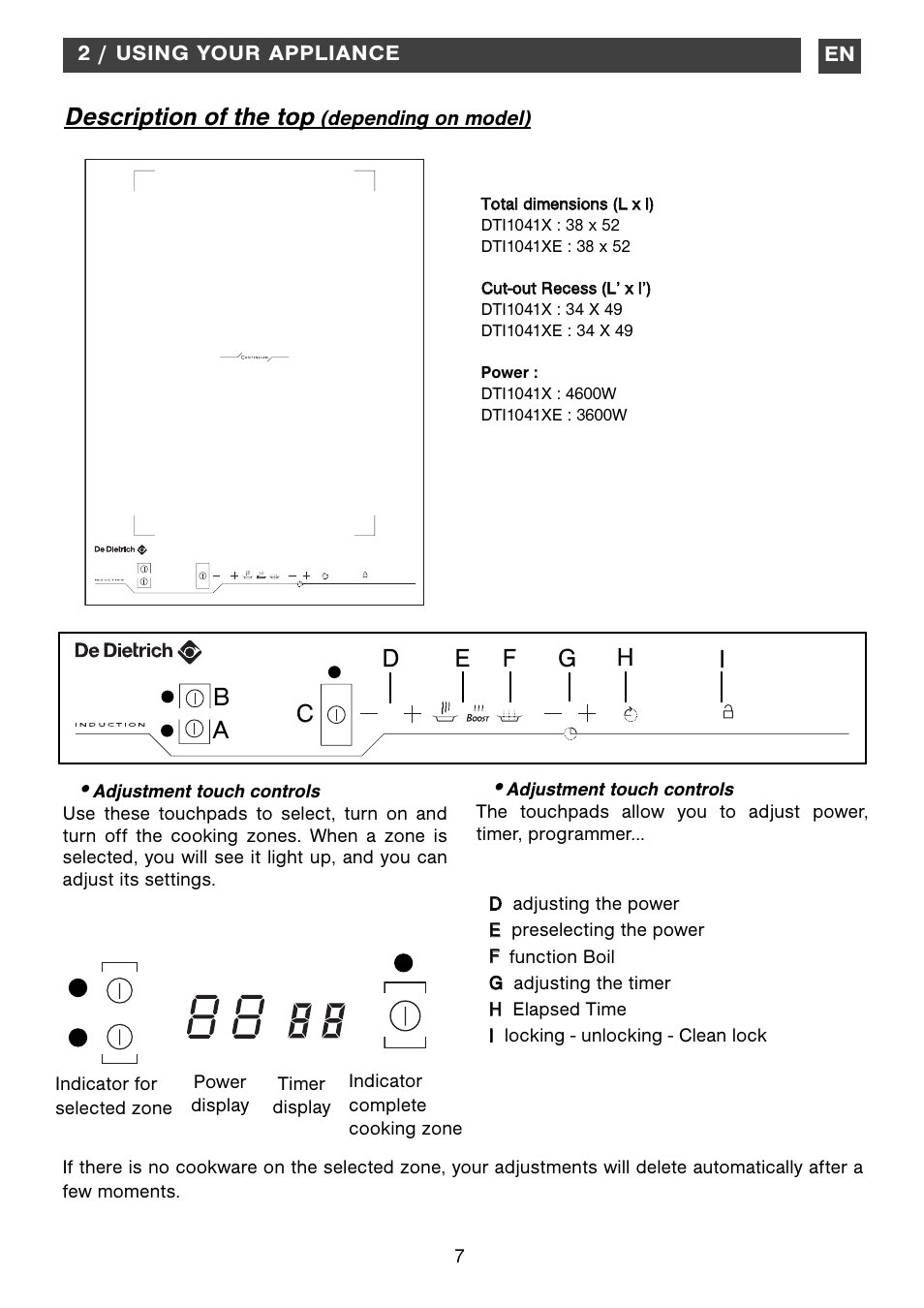 DE DIETRICH DTi1041X User Manual | Page 7 / 16