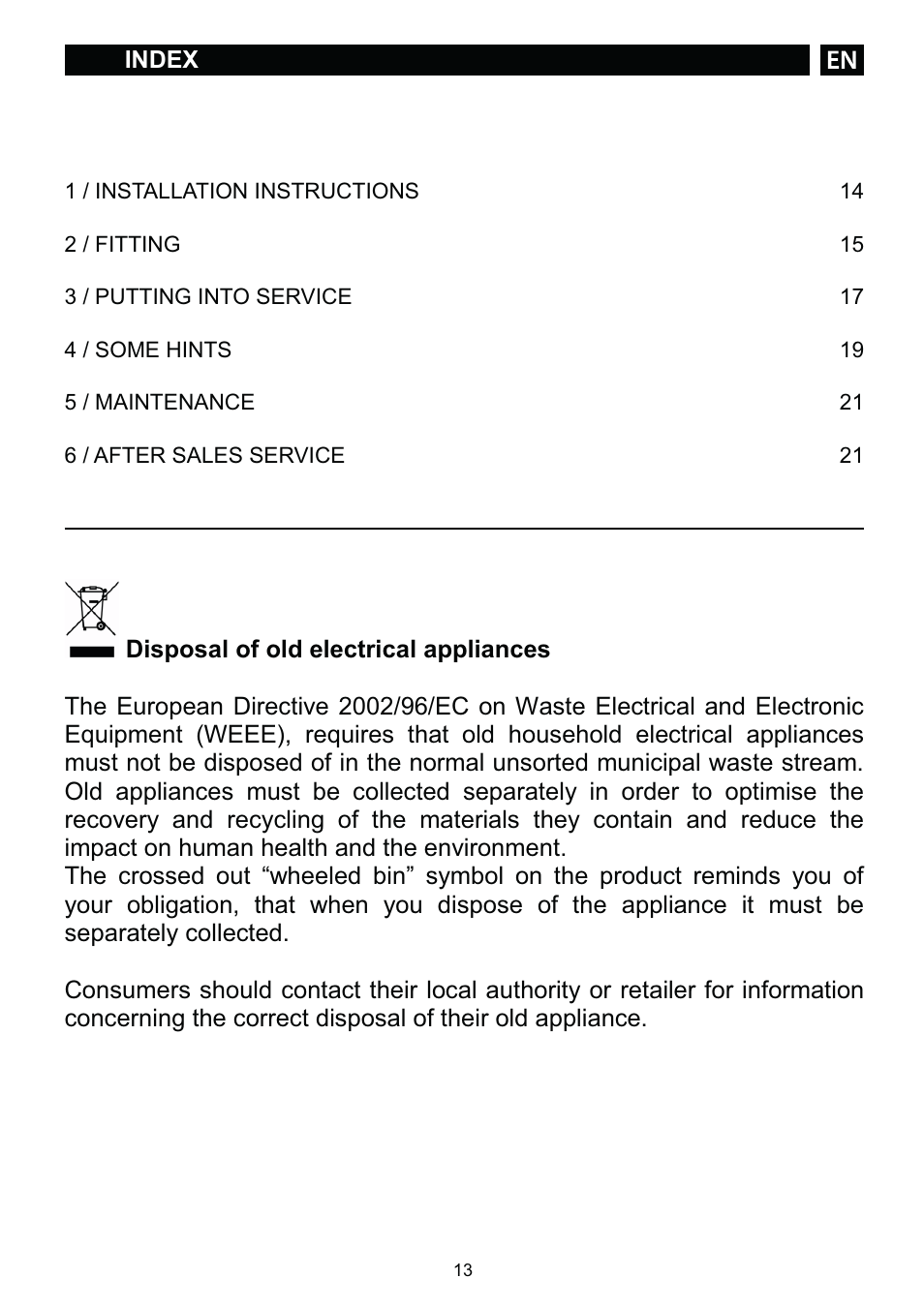DE DIETRICH DTE1168X User Manual | Page 13 / 52