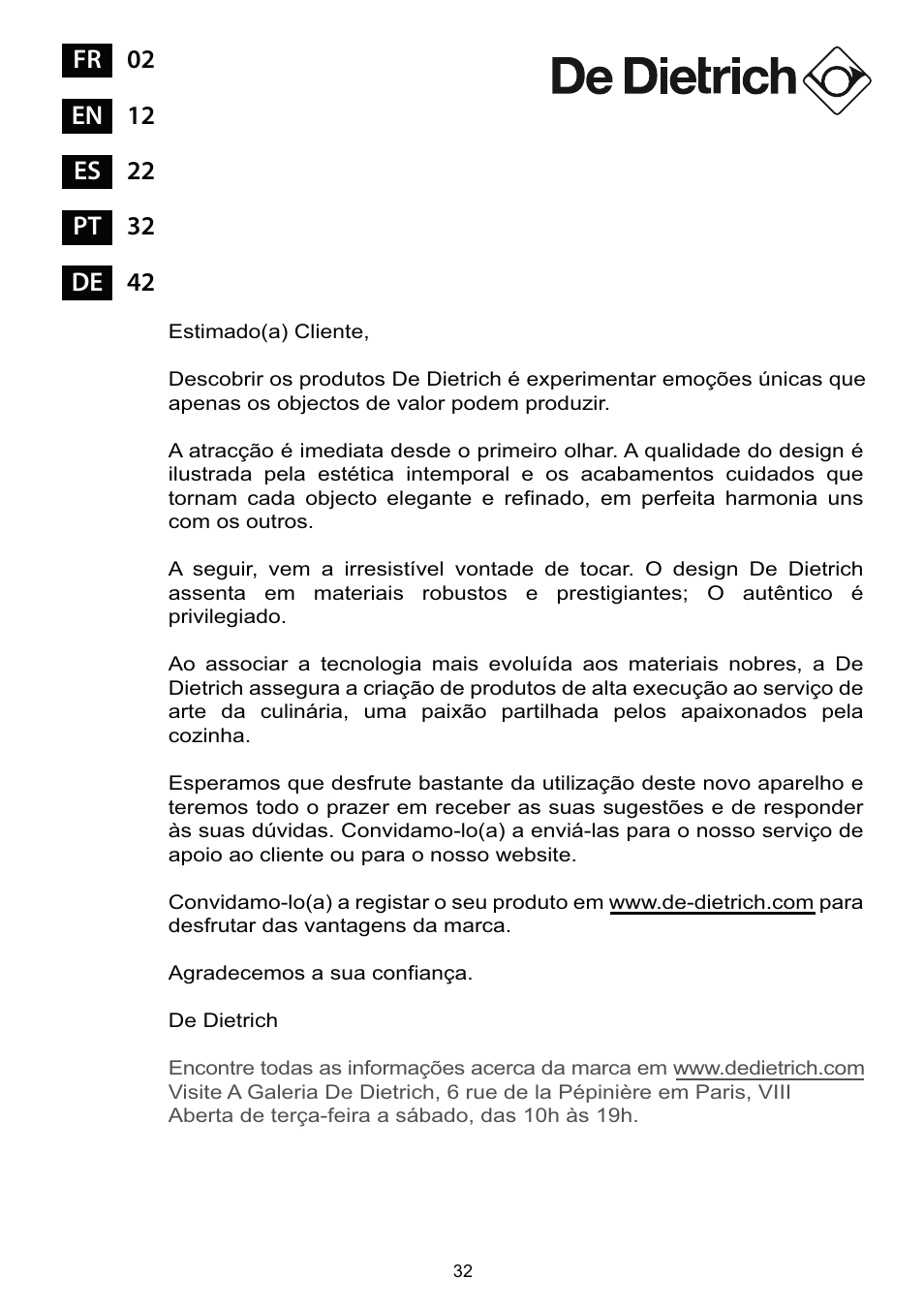 DE DIETRICH DTE1168X User Manual | Page 32 / 52