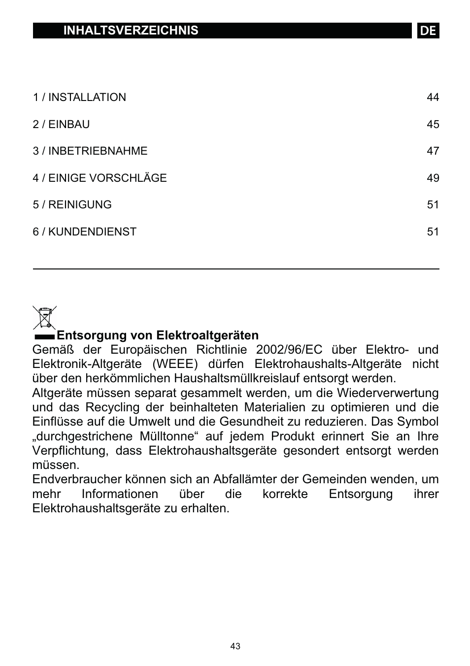 DE DIETRICH DTE1168X User Manual | Page 43 / 52