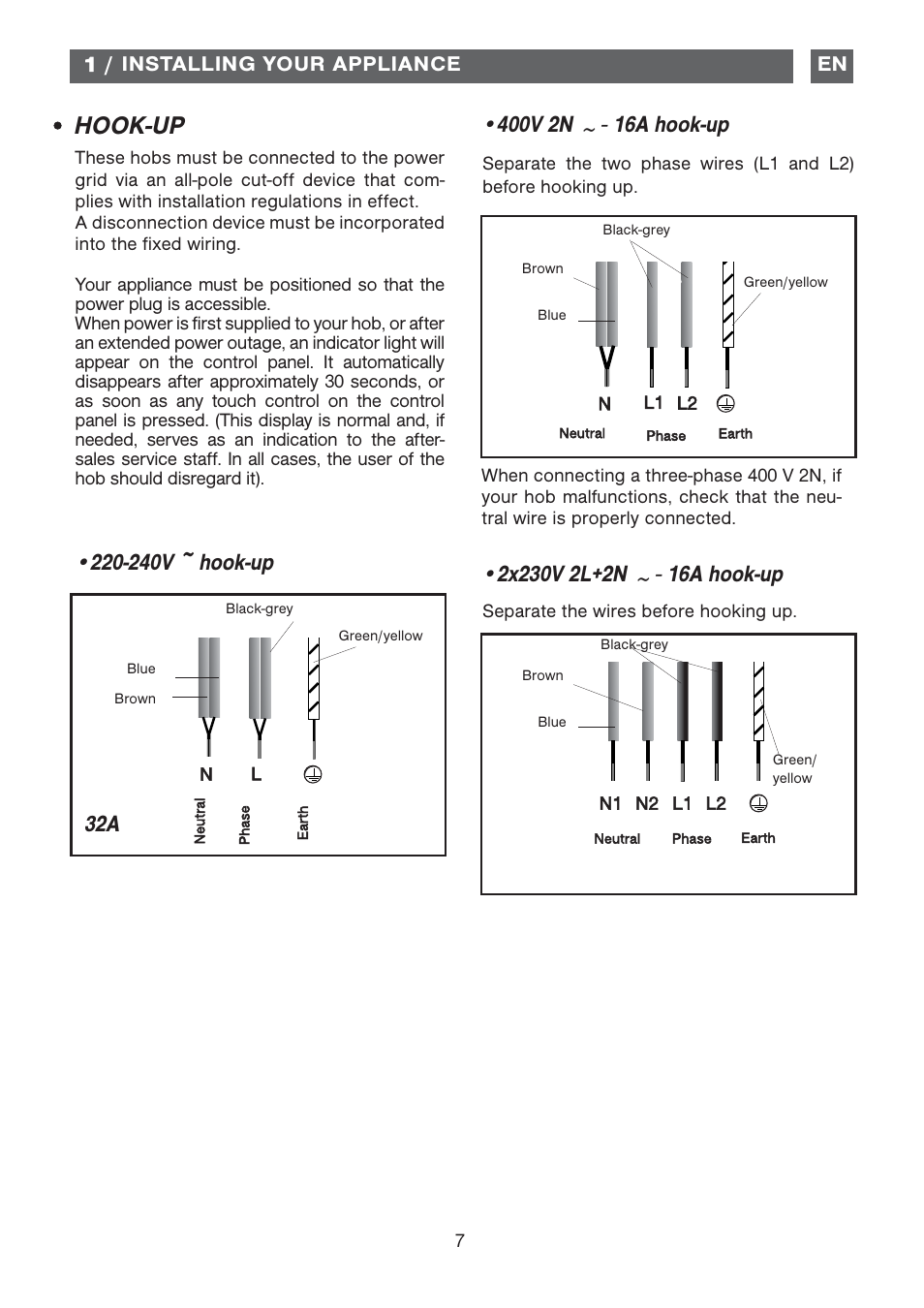 Hook-up, 1 / installing your appliance | DE DIETRICH DTi1358DG User Manual | Page 7 / 19