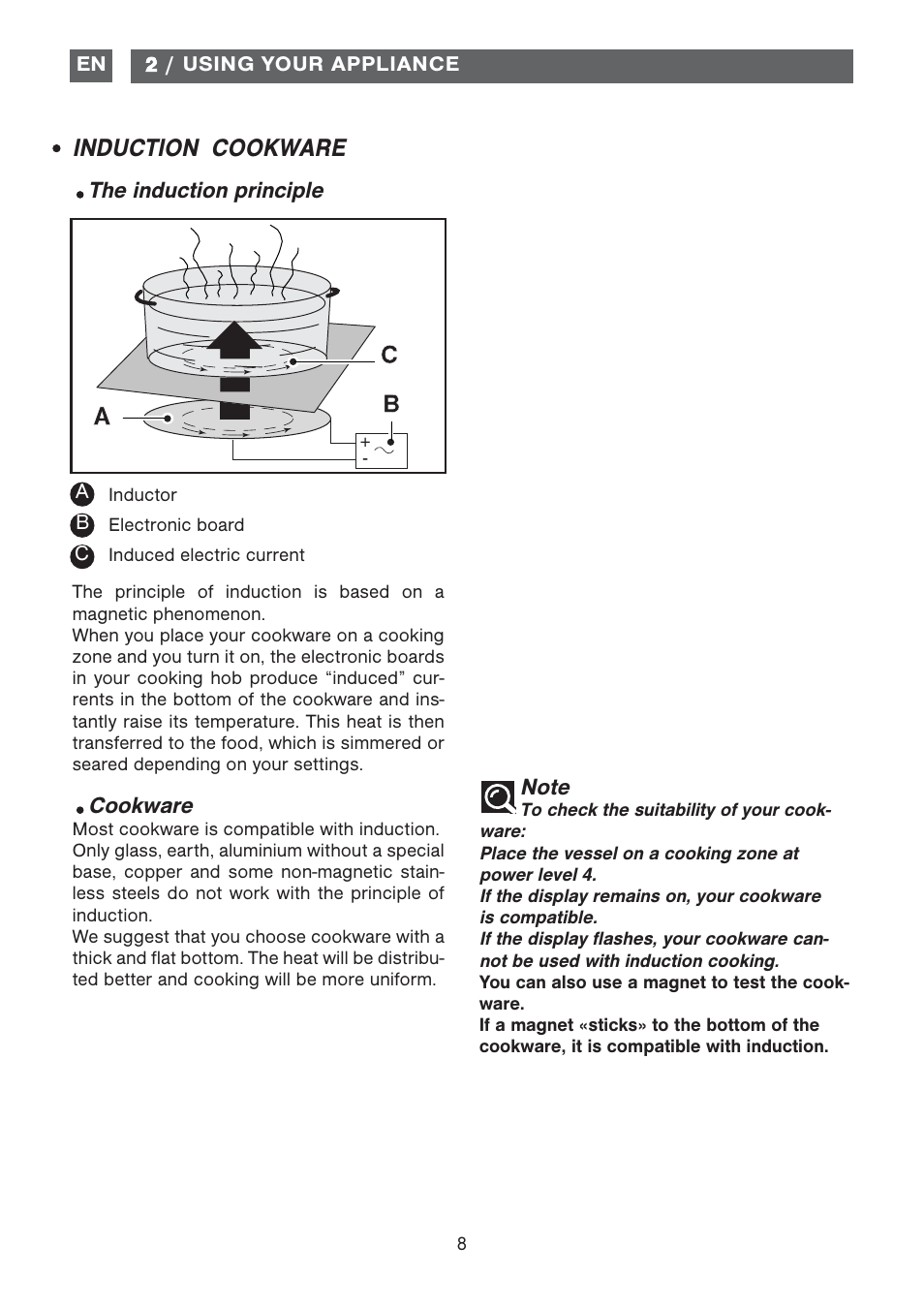 Induction cookware, Cb a | DE DIETRICH DTi1358DG User Manual | Page 8 / 19