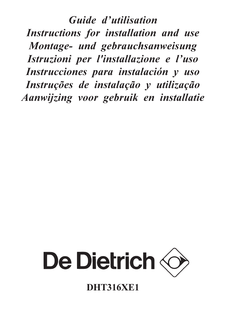 DE DIETRICH DHT1119X User Manual | 20 pages