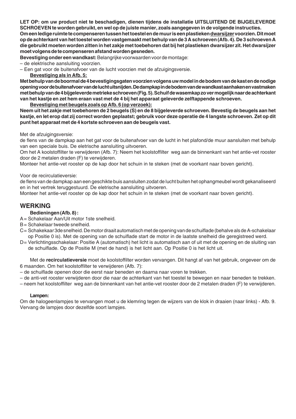 Werking | DE DIETRICH DHT1119X User Manual | Page 16 / 20