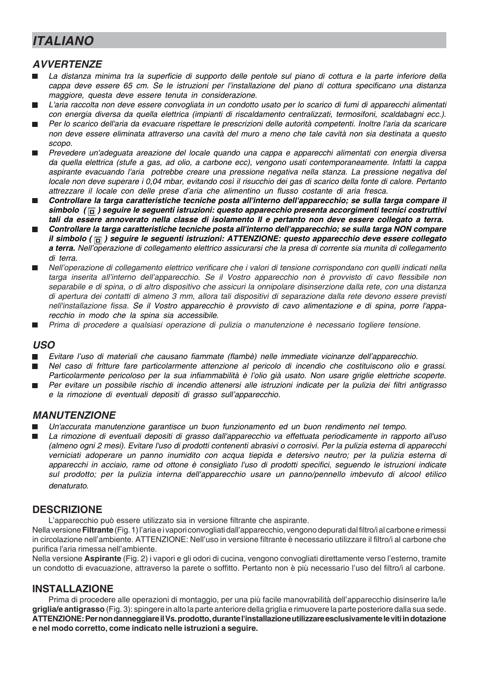 Italiano | DE DIETRICH DHT1119X User Manual | Page 9 / 20