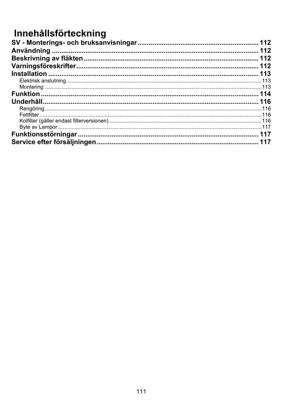 Innehållsförteckning | DE DIETRICH DHG1166X User Manual | Page 111 / 120