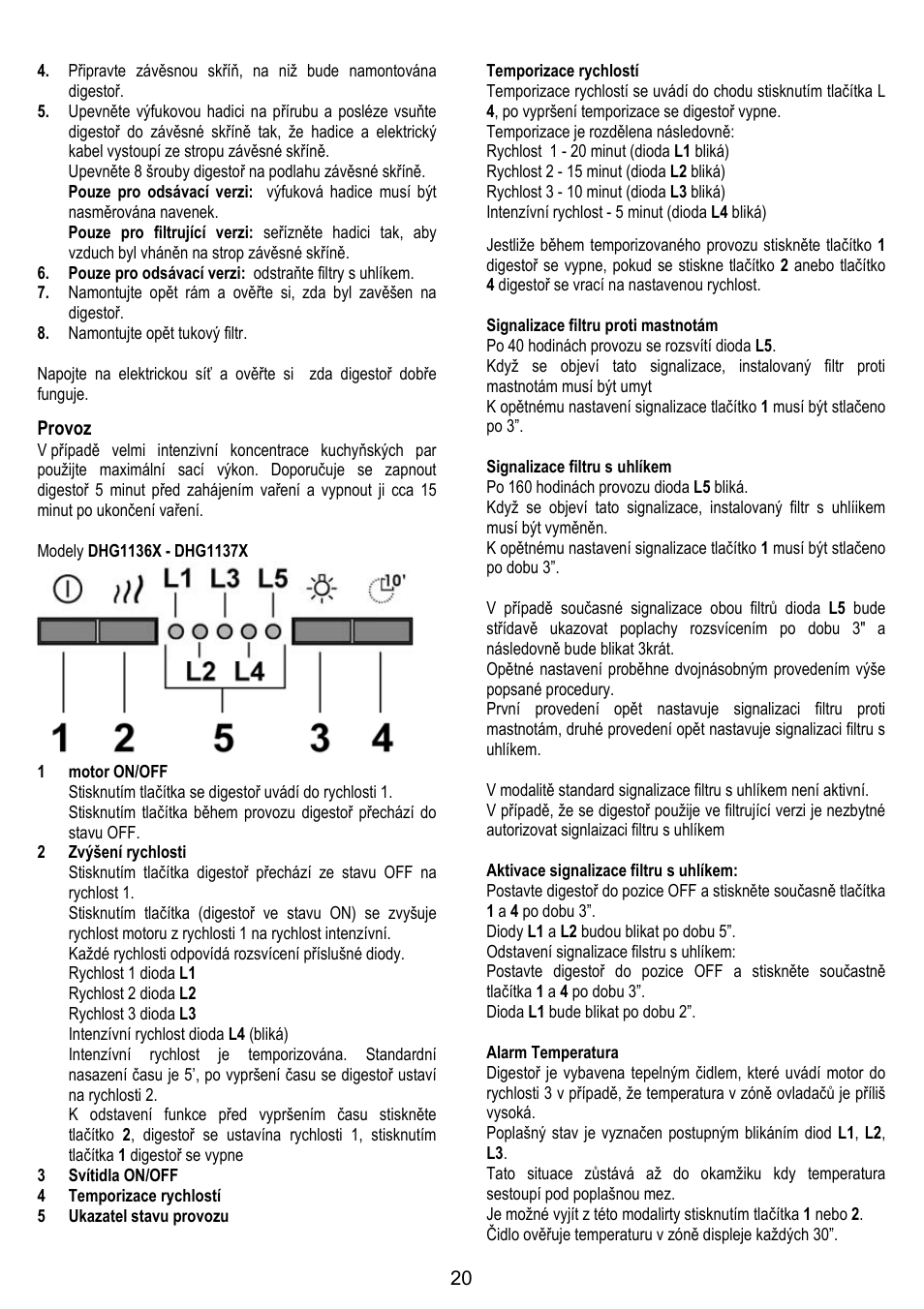 DE DIETRICH DHG1166X User Manual | Page 20 / 120