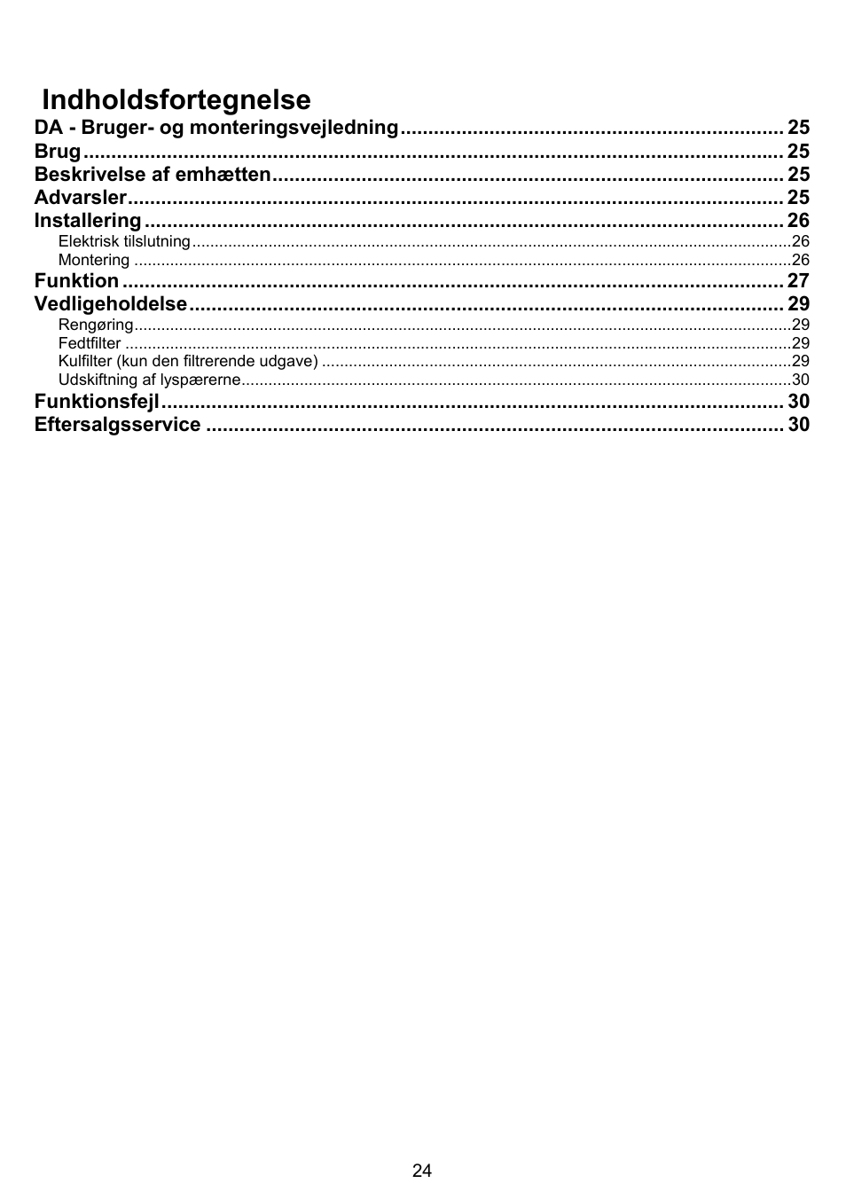 Indholdsfortegnelse | DE DIETRICH DHG1166X User Manual | Page 24 / 120