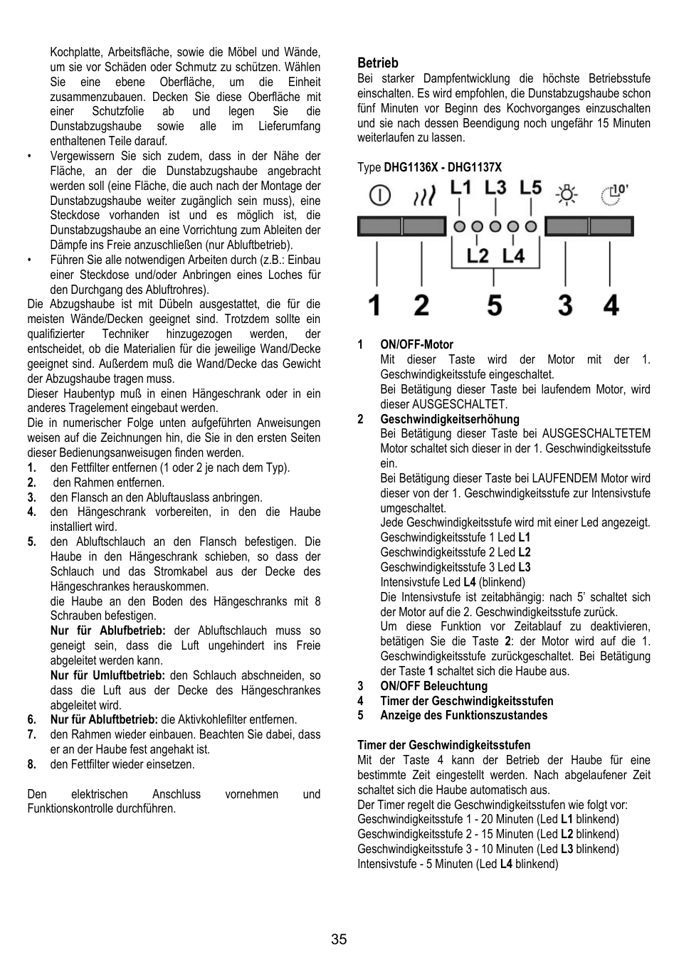 DE DIETRICH DHG1166X User Manual | Page 35 / 120