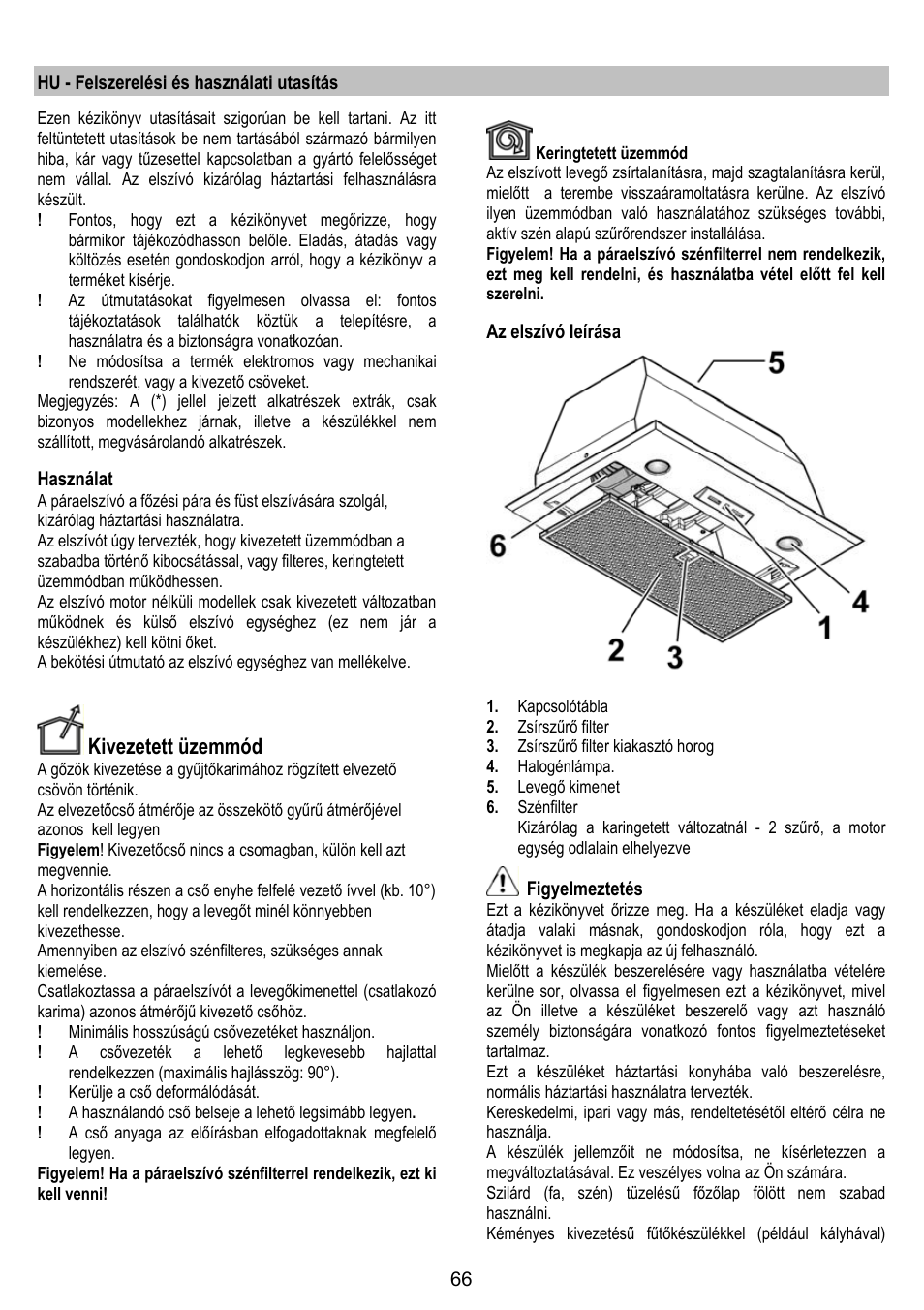 Kivezetett üzemmód | DE DIETRICH DHG1166X User Manual | Page 66 / 120