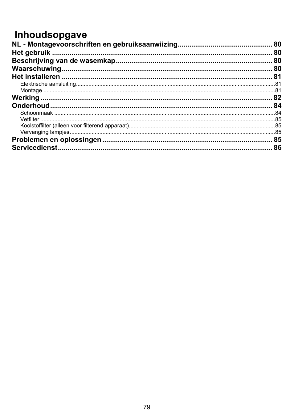 Inhoudsopgave | DE DIETRICH DHG1166X User Manual | Page 79 / 120