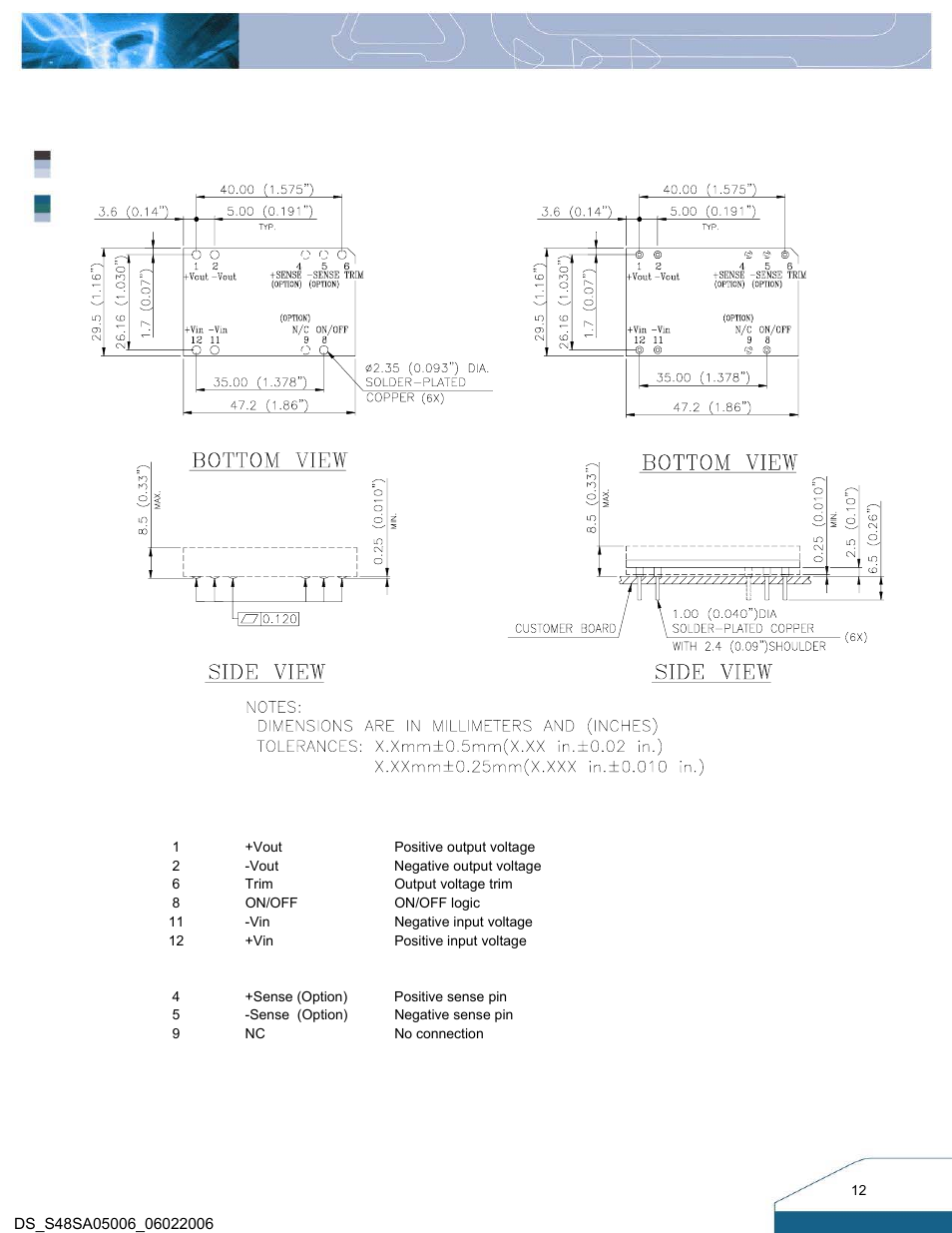 Mechanical drawing | Delta Electronics S48SA User Manual | Page 12 / 13