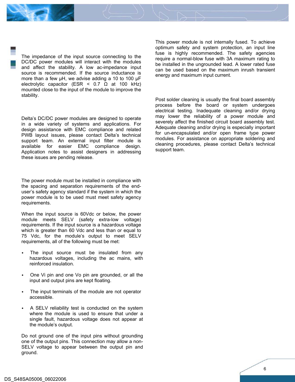 Design consideration | Delta Electronics S48SA User Manual | Page 6 / 13