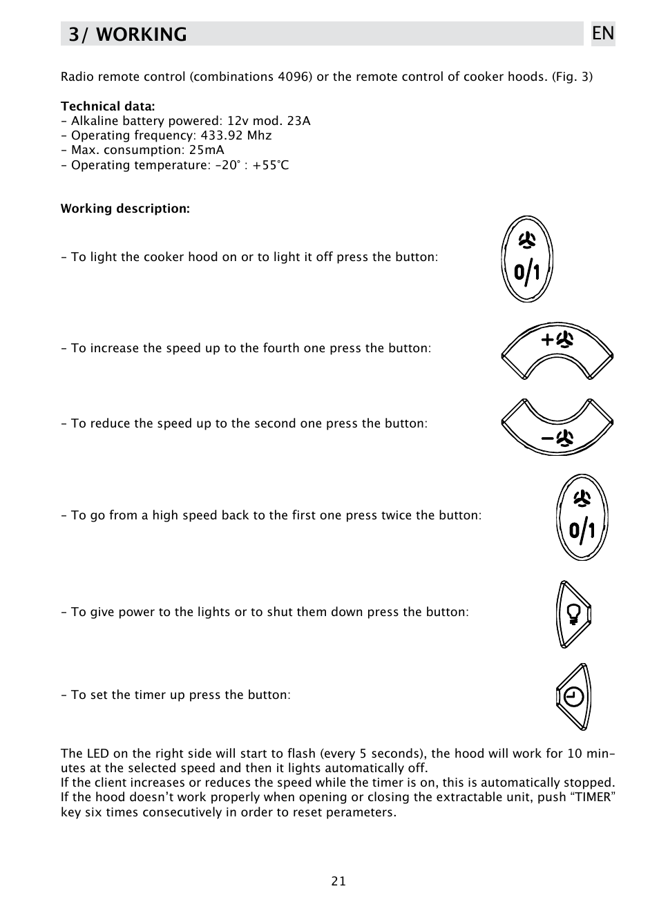 3/ working en | DE DIETRICH DHD1190B User Manual | Page 21 / 65