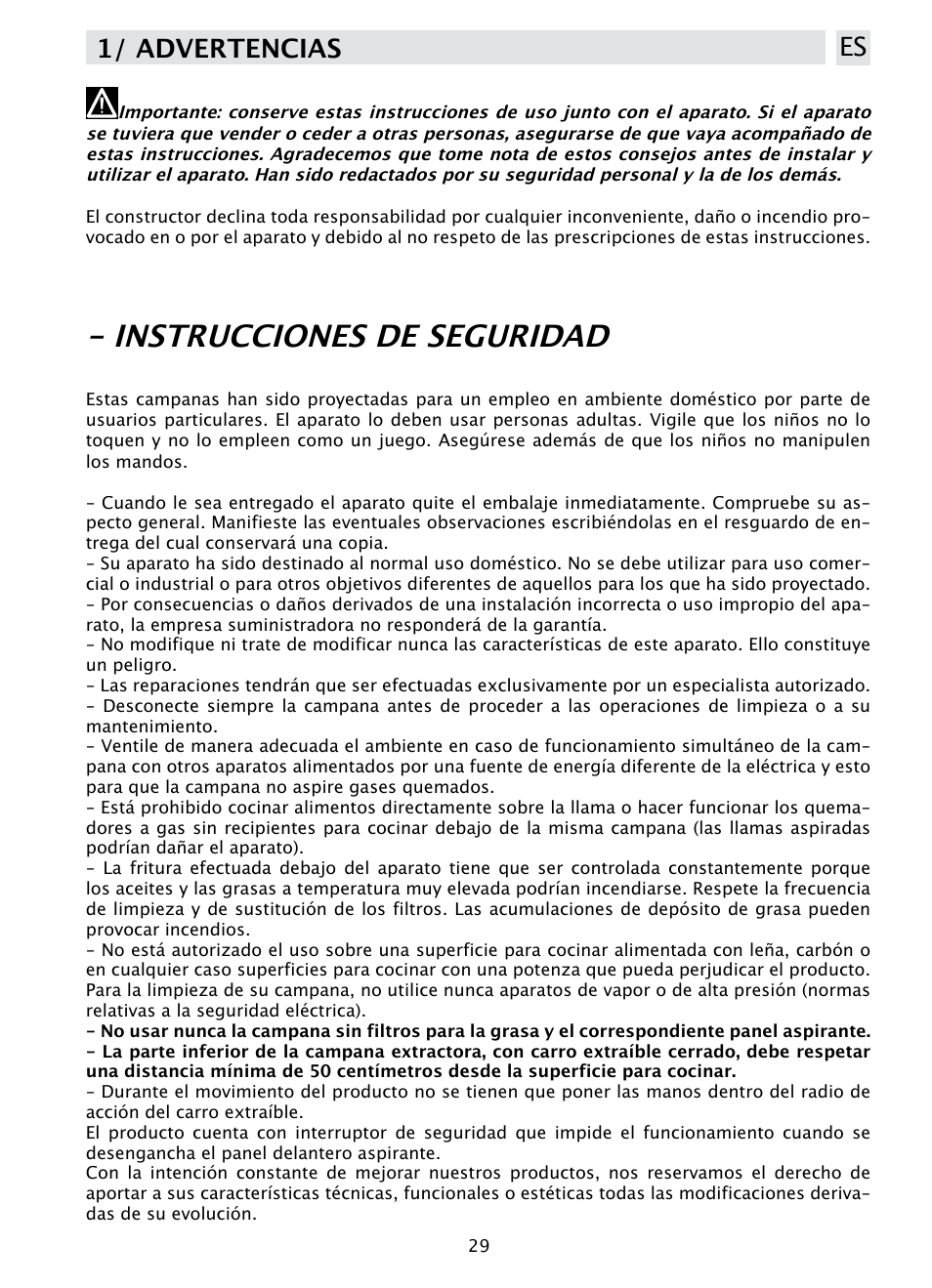 Instrucciones de seguridad, 1/ advertencias es | DE DIETRICH DHD1190B User Manual | Page 29 / 65